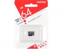 Карта памяти MicroSDXC SmartBuy 64GB cl10 UHS-I, SB64GBSDCL10-00