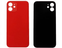 Задняя крышка (cтекло) iPhone 12 (с увел. вырезом) красная 1 класс
