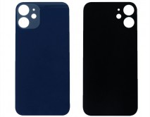 Задняя крышка (cтекло) iPhone 12 Mini (с увел. вырезом) синяя 1 класс