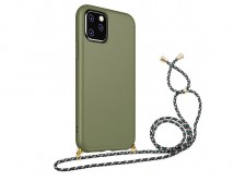 Чехол iPhone 6/6S/7/8/SE 2020 BIO + шнурок (темно-зеленый) 