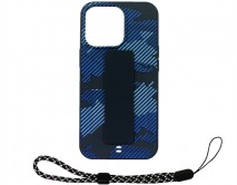 Чехол iPhone 13 Pro Камуфляж с держателем (синий)