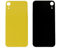 Задняя крышка (стекло) iPhone XR (с увеличенным вырезом) желтая 1 класс