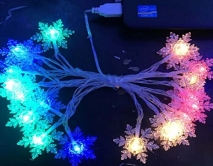 Гирлянда Снежинки, RGB, 3м, 20 лампочек, USB