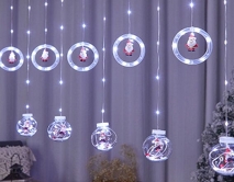 Гирлянда Кольца Дед мороз, RGB, 5 больших колец, 5 больших шаров, 3м