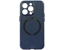 Чехол iPhone 14 Pro Leather Magnetic, темно-синий