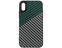 Чехол iPhone X/XS Dual Carbon, зеленый/серый