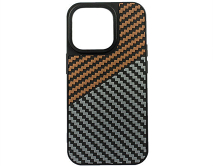 Чехол iPhone 14 Pro Dual Carbon, оранжевый/серый