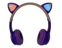 Наушники с Bluetooth P47M детские с ушками фиолетовые