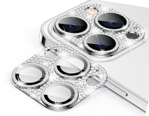 Защитная накладка на камеру iPhone 12 3D со стразами серебристая