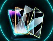 Защитное стекло iPhone 13/13 Pro/14 Neon голубое