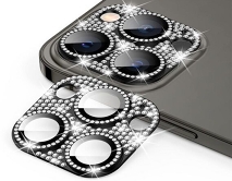 Защитная накладка на камеру iPhone 12 Pro Max 3D со стразами черная