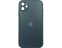 Чехол iPhone 11 AG-Glass MagSafe, с яблоком, синий
